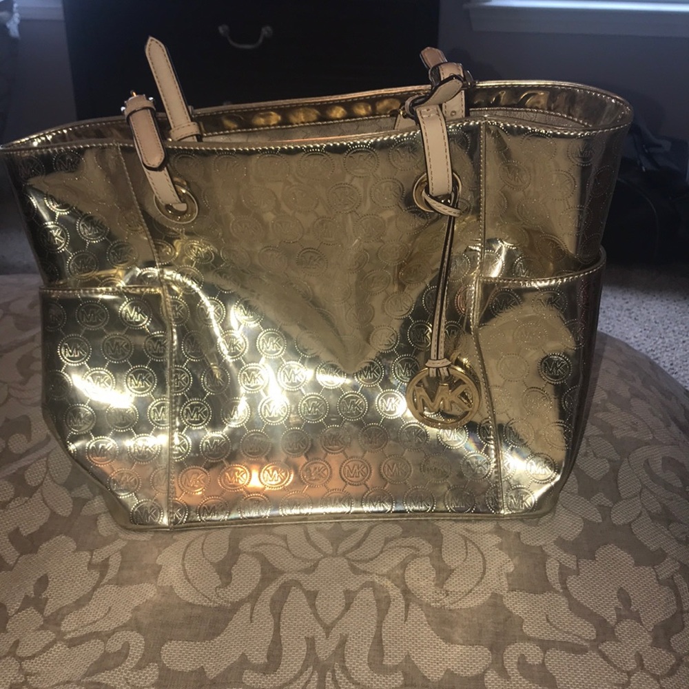 Gold shiny Michael kors tote